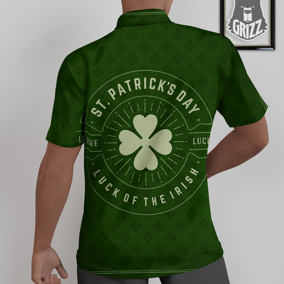 Saint Patrick's Day Irish Clover Print Untucked Shirts-grizzshop