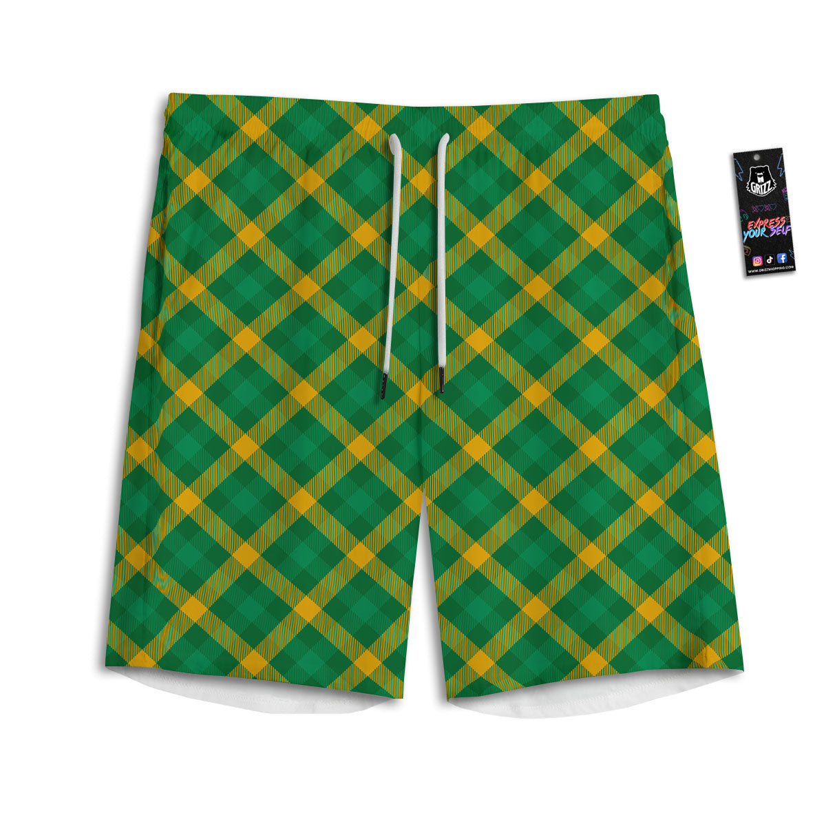Saint Patrick's Day Irish Plaid Print Men's Athletic Shorts