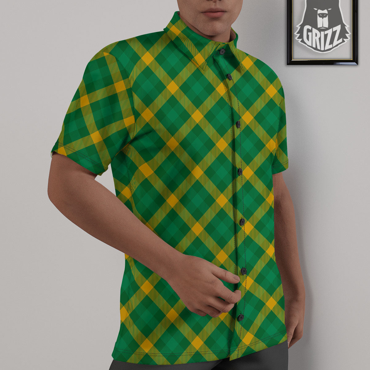 Saint Patrick's Day Irish Plaid Print Untucked Shirts-grizzshop
