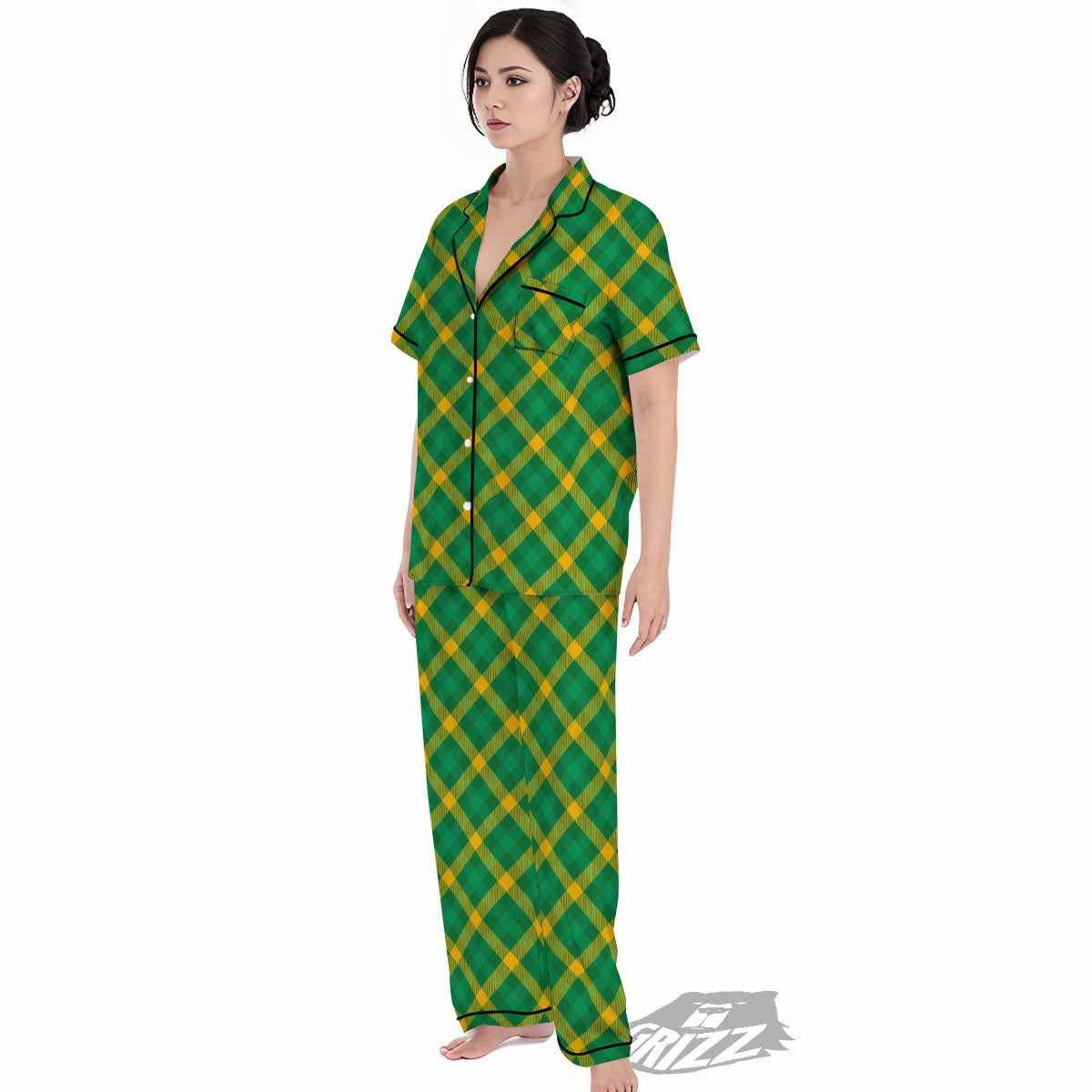 Saint Patrick's Day Irish Plaid Print Women's Pajamas Set-grizzshop
