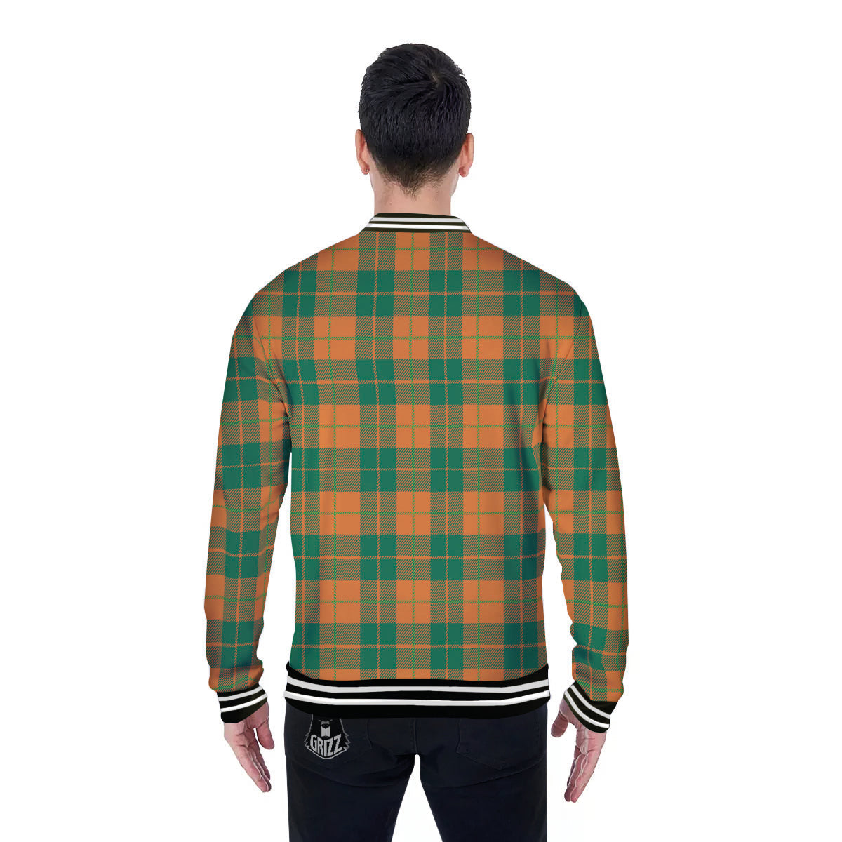 Saint Patrick's Day Irish Tartan Print Baseball Jacket-grizzshop