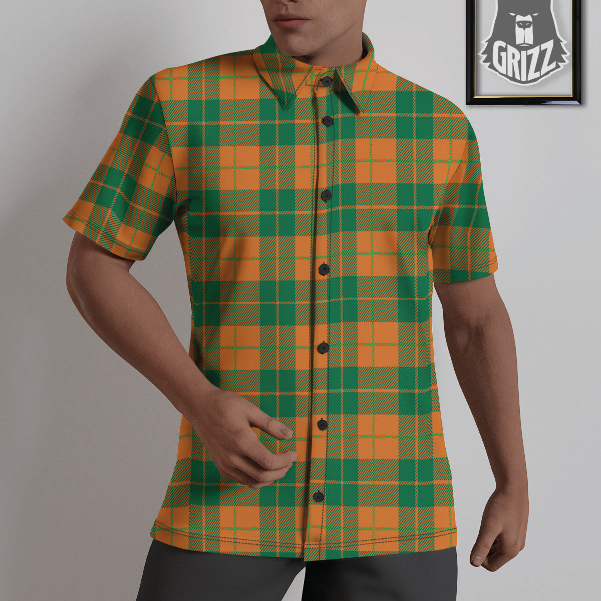 Saint Patrick's Day Irish Tartan Print Untucked Shirts-grizzshop