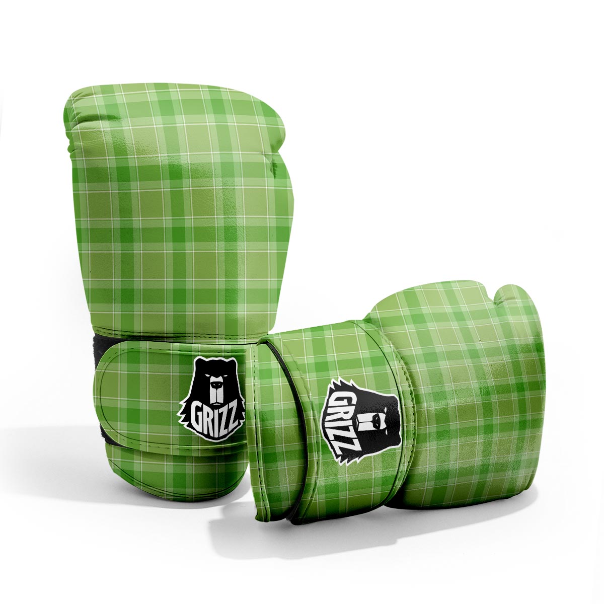 Saint Patrick's Day Shamrock Plaid Print Pattern Pro Boxing Glove