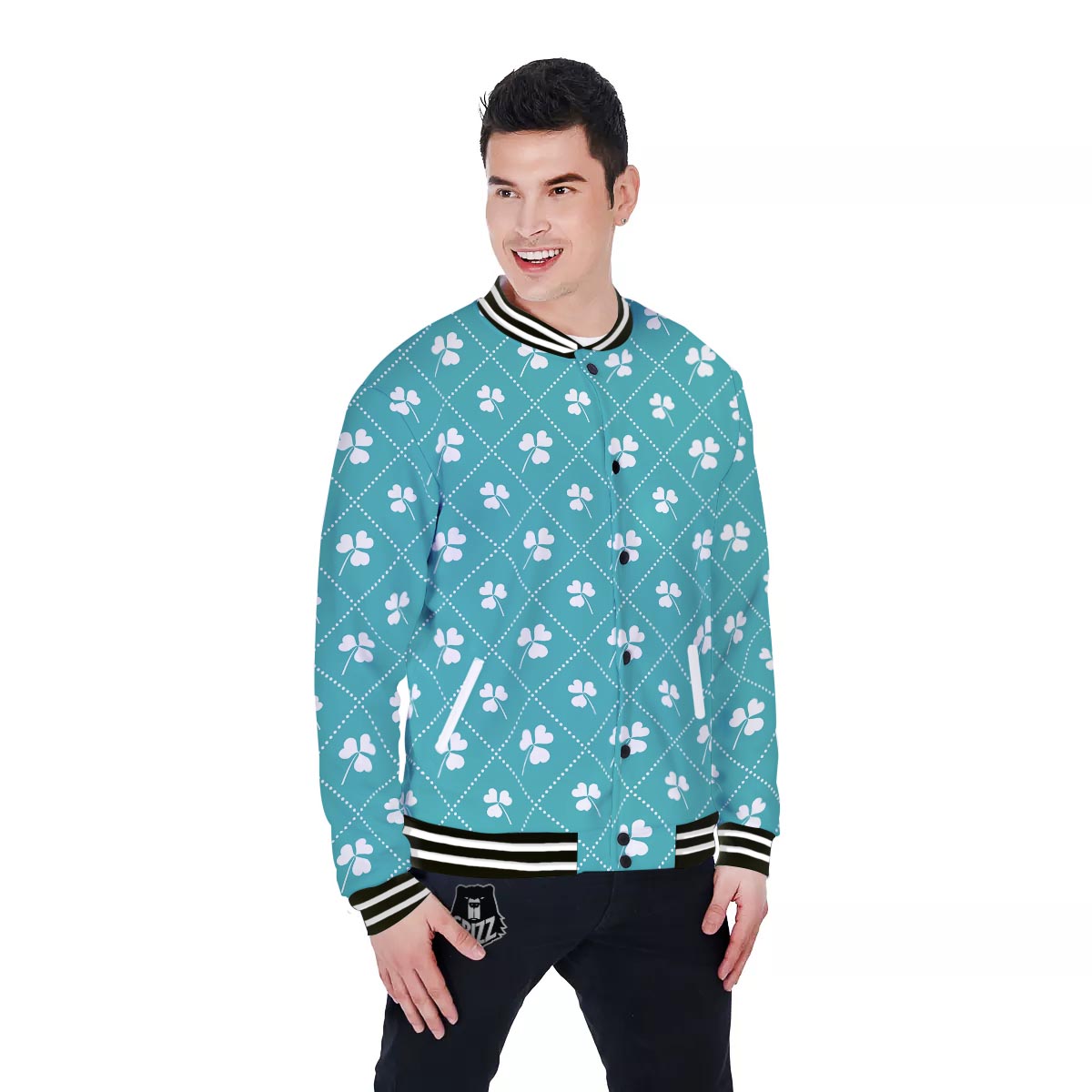 Saint Patrick's Day Shamrock Print Pattern Baseball Jacket-grizzshop