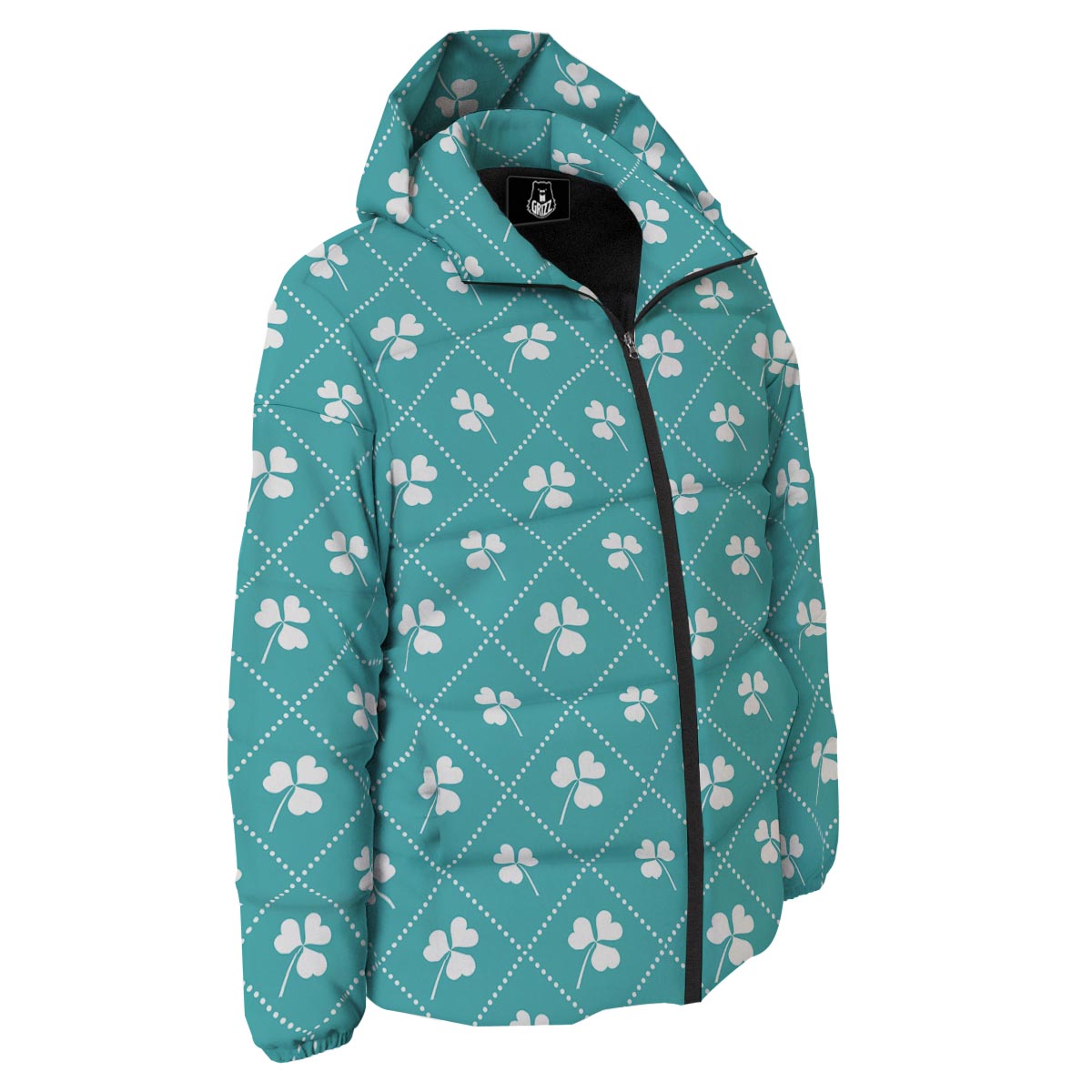 Saint Patrick's Day Shamrock Print Pattern Down Jacket-grizzshop