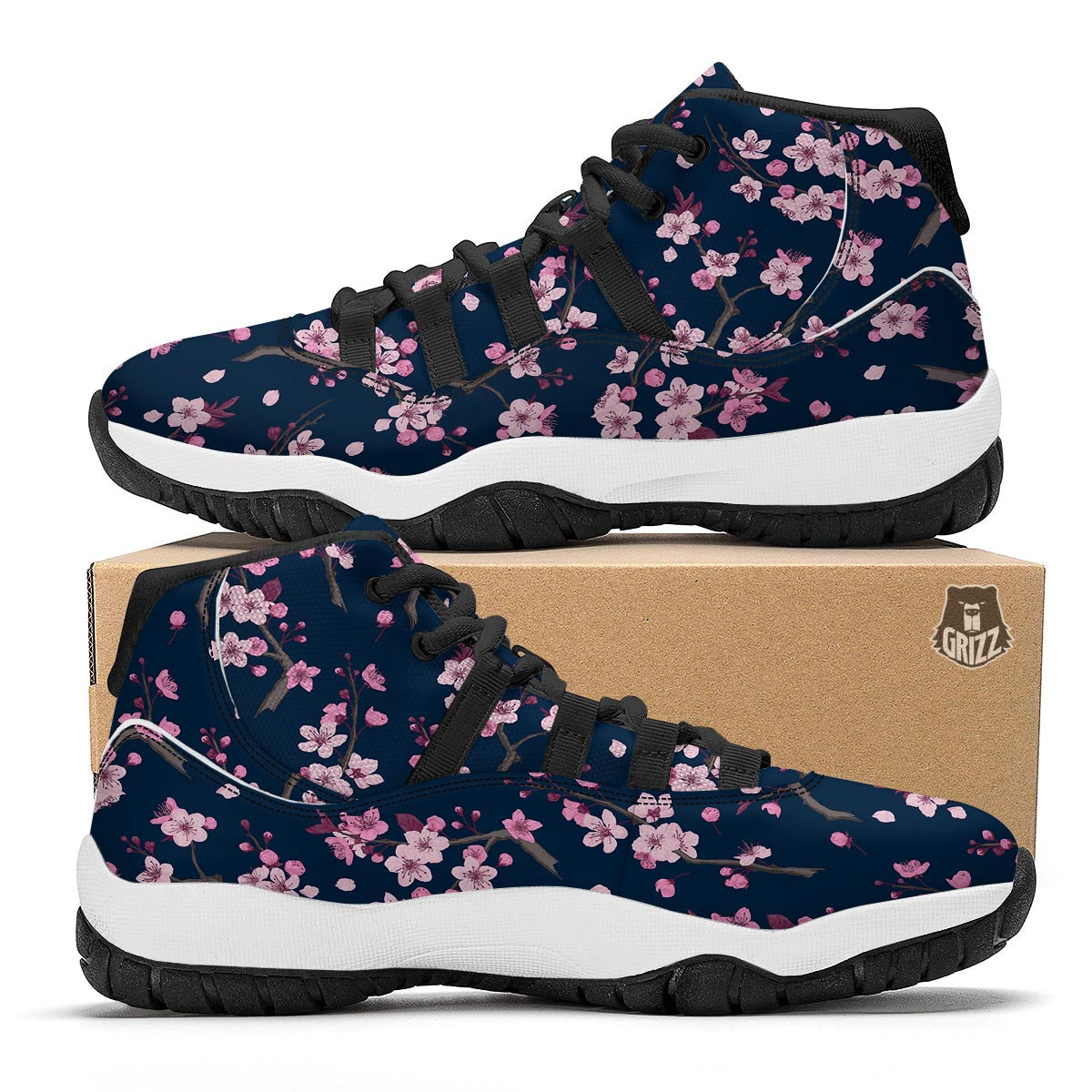 Sakura Cherry Blossom Black Bball Shoes-grizzshop