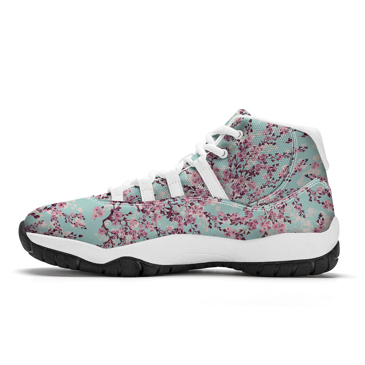 Sakura Print White Bball Shoes-grizzshop