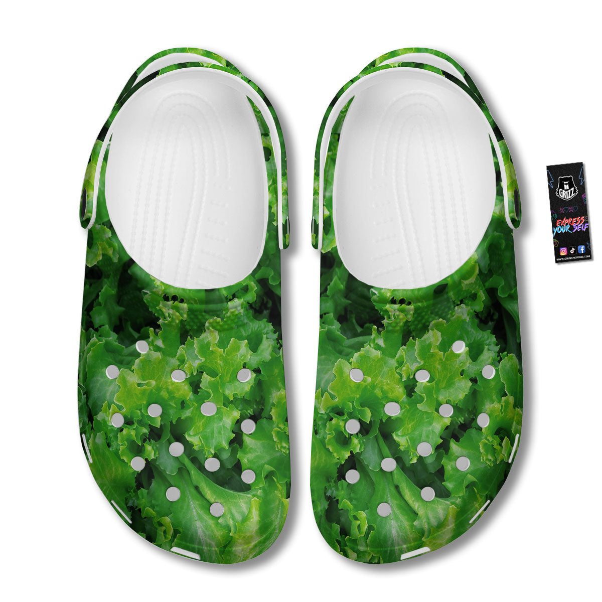 Salad Lettuce Green Print Clog-grizzshop