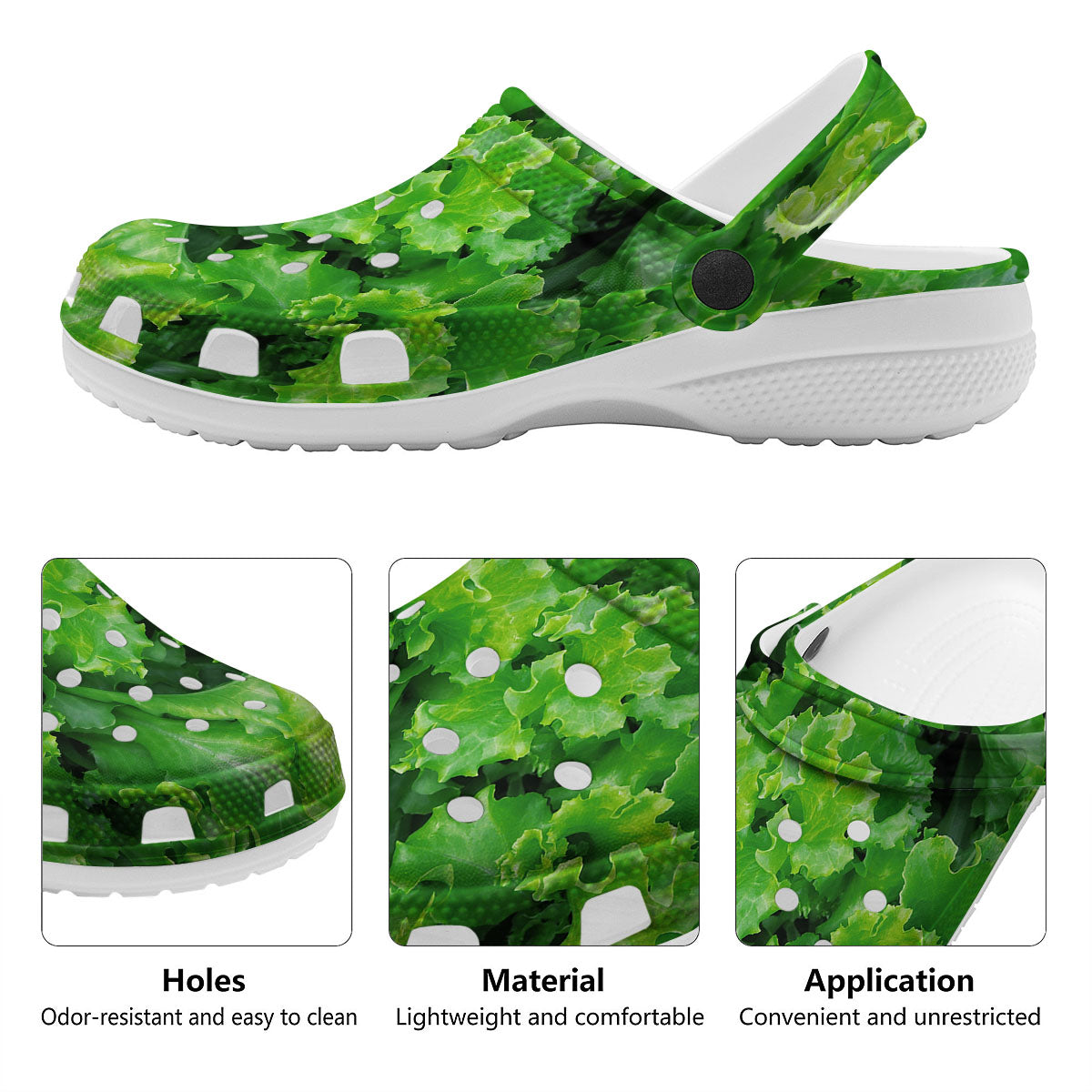 Salad Lettuce Green Print Clog-grizzshop