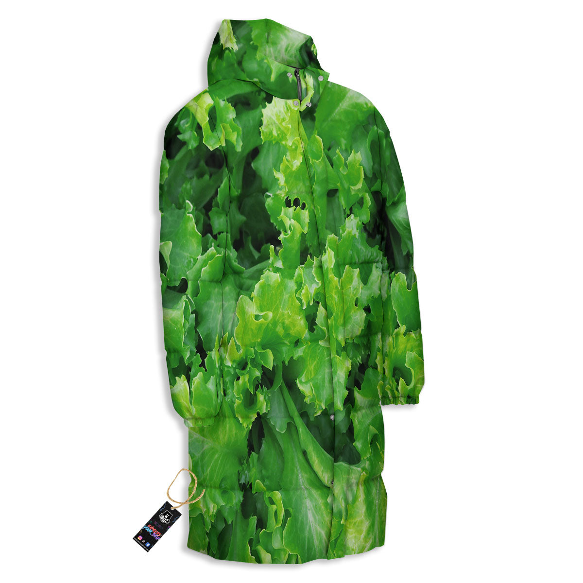 Salad Lettuce Green Print Long Down Jacket-grizzshop