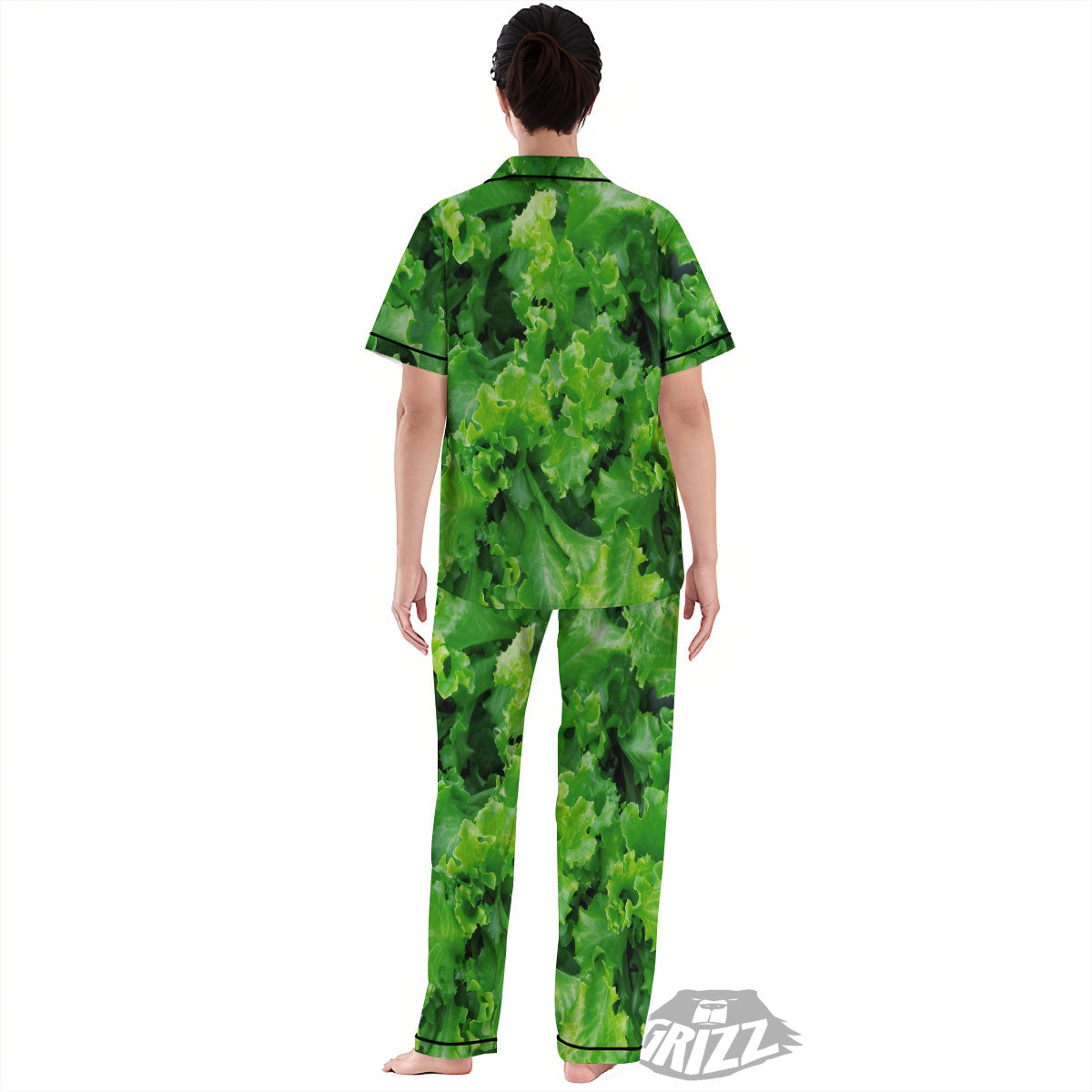 Salad Lettuce Green Print Women's Pajamas Set-grizzshop