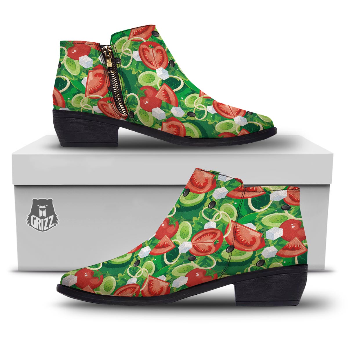Salad Vegetable Print Pattern Ankle Boots-grizzshop