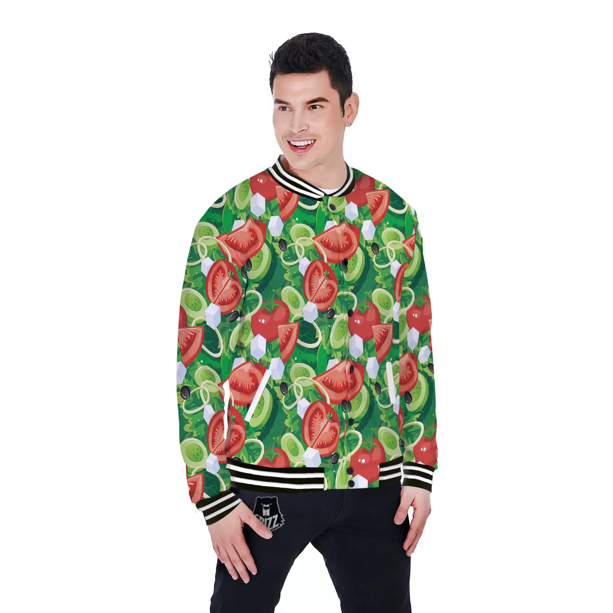 Salad Vegetable Print Pattern Baseball Jacket-grizzshop