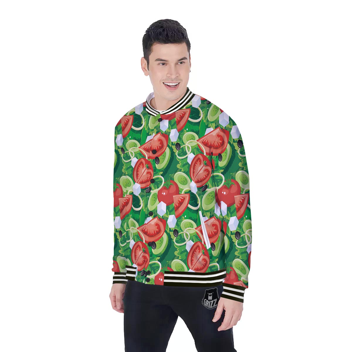 Salad Vegetable Print Pattern Baseball Jacket-grizzshop
