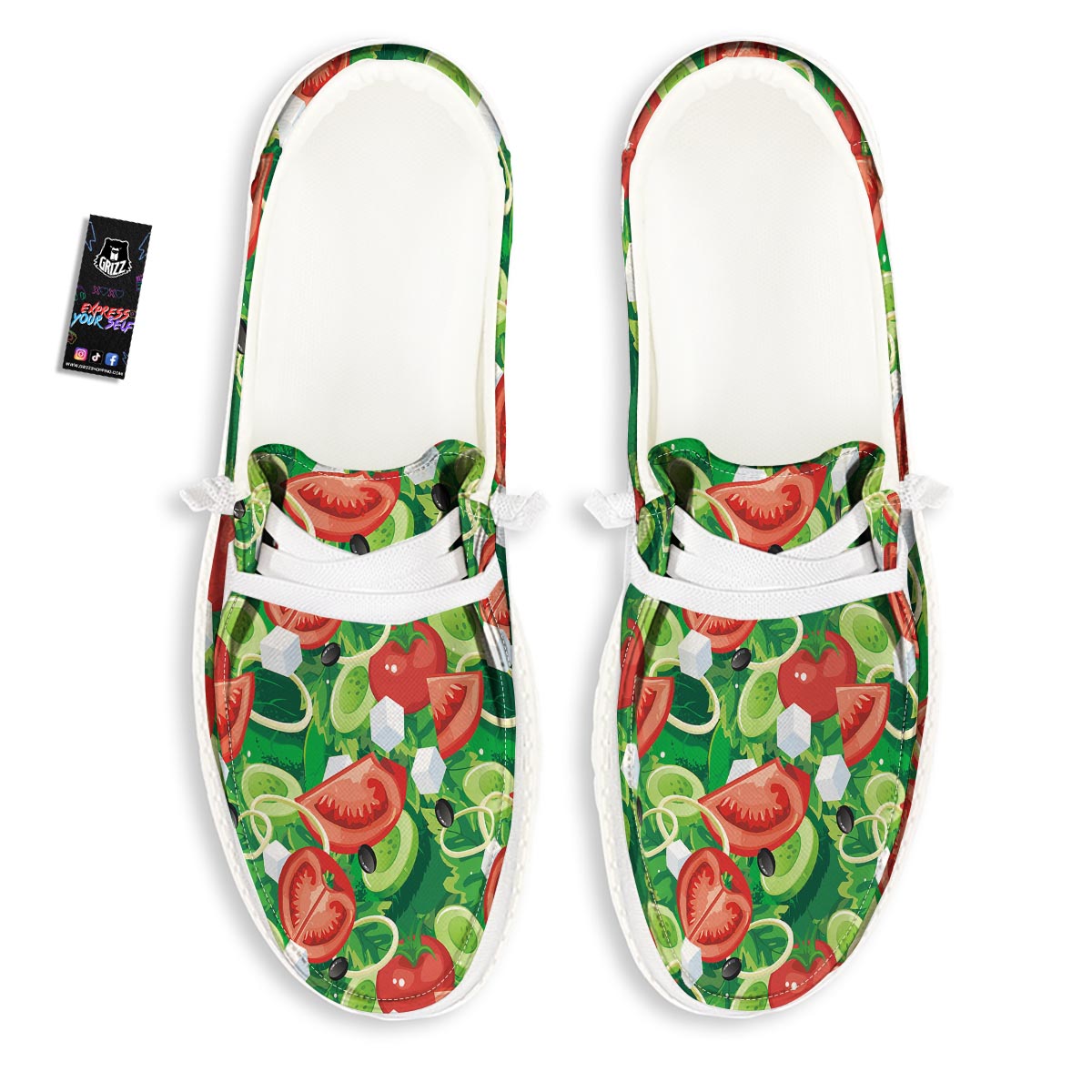 Salad Vegetable Print Pattern Black Loafers-grizzshop