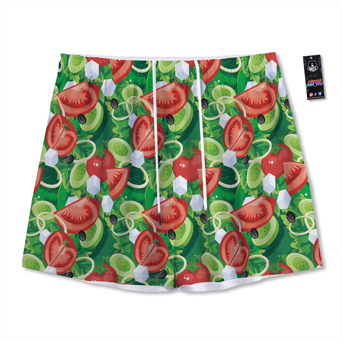 Salad Vegetable Print Pattern Mesh Shorts-grizzshop