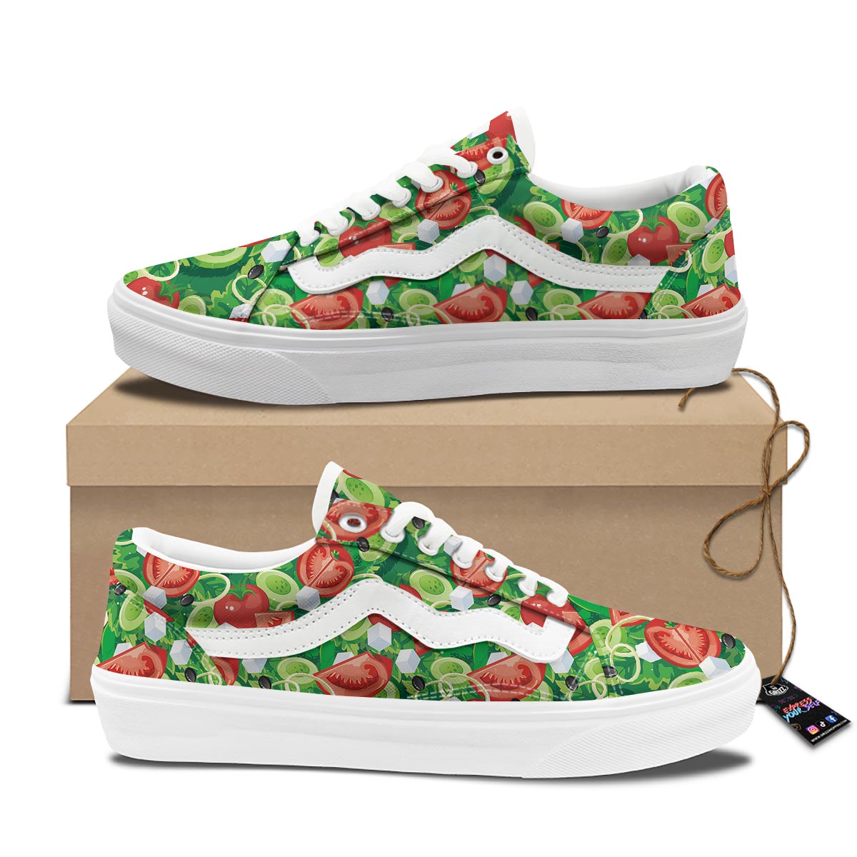 Salad Vegetable Print Pattern Skate Shoes-grizzshop