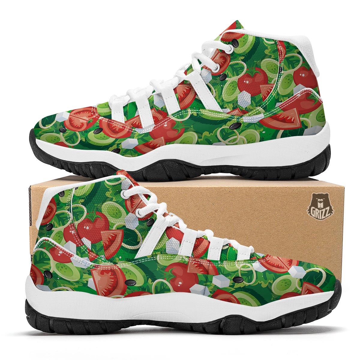 Salad Vegetable Print Pattern White Bball Shoes-grizzshop