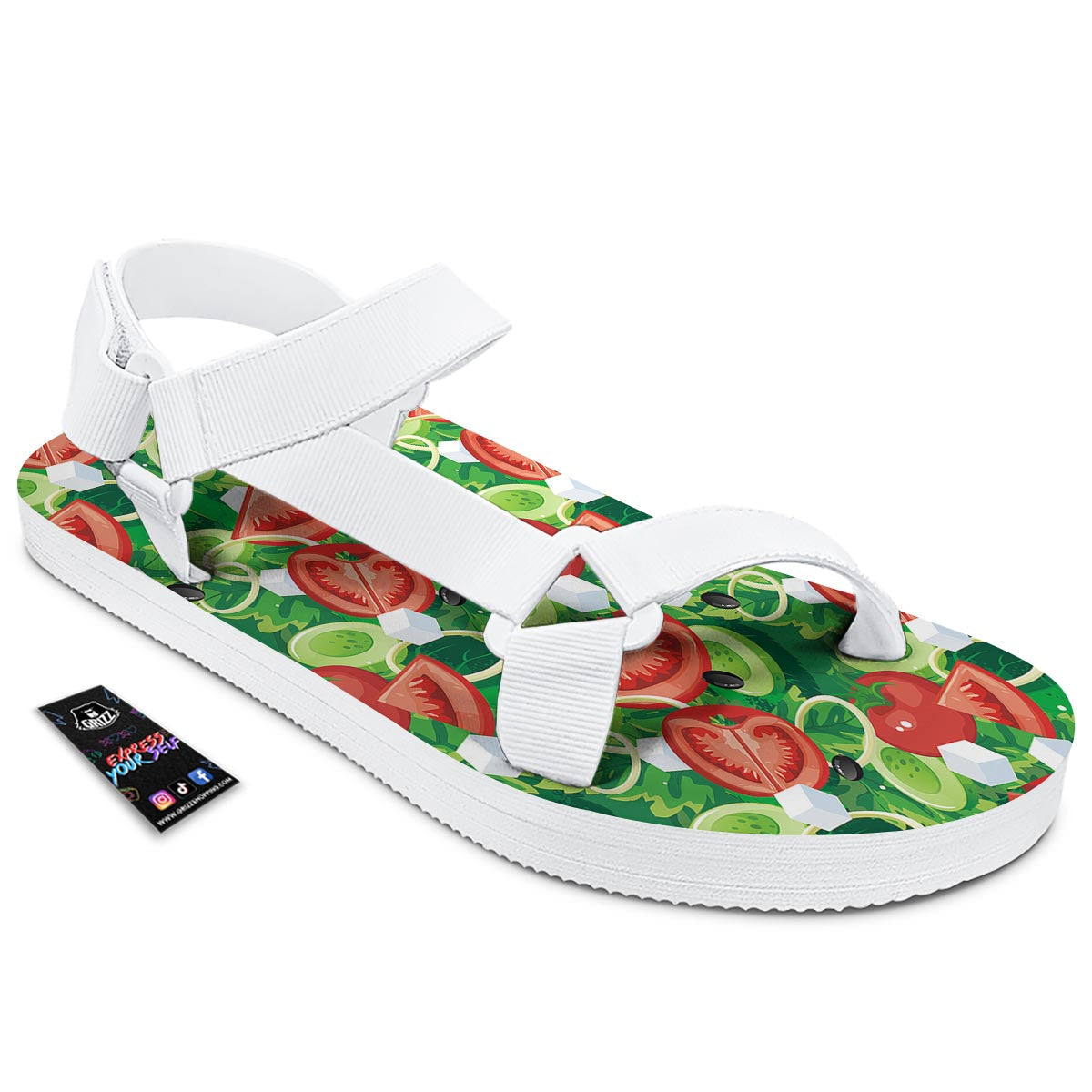 Salad Vegetable Print Pattern White Open Toe Sandals-grizzshop