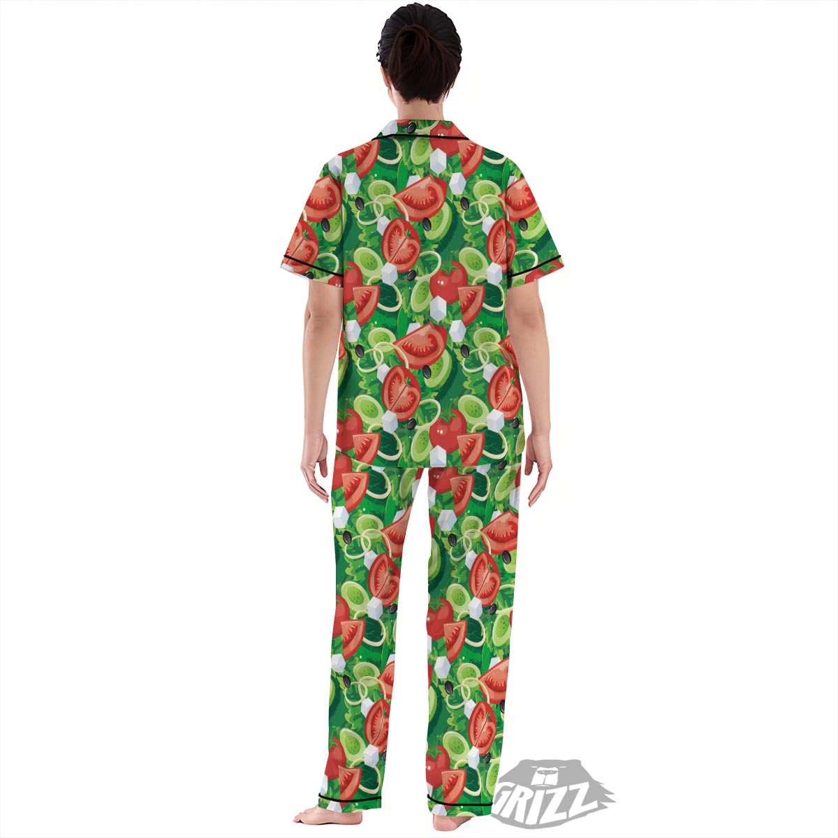 Salad Vegetable Print Pattern Women's Pajamas Set-grizzshop