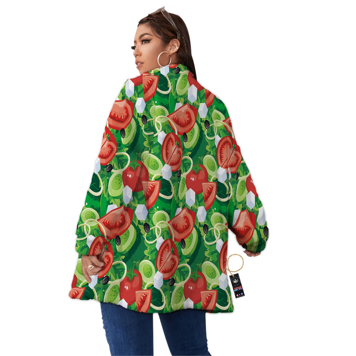 Salad Vegetable Print Pattern Women's Sherpa Jacket-grizzshop