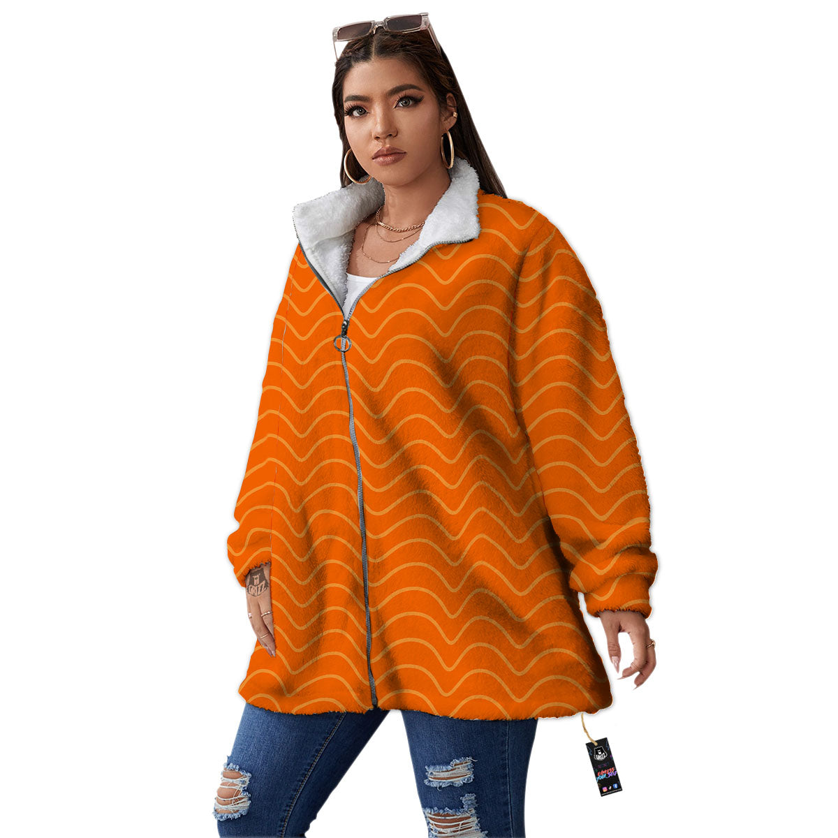Salmon Fillet Print Women's Sherpa Jacket-grizzshop