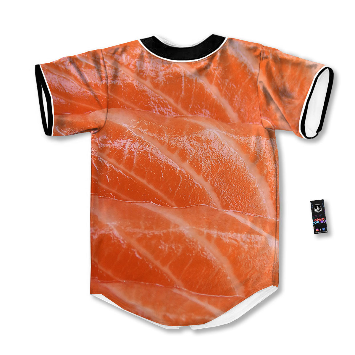 Salmon Print Baseball Jersey-grizzshop