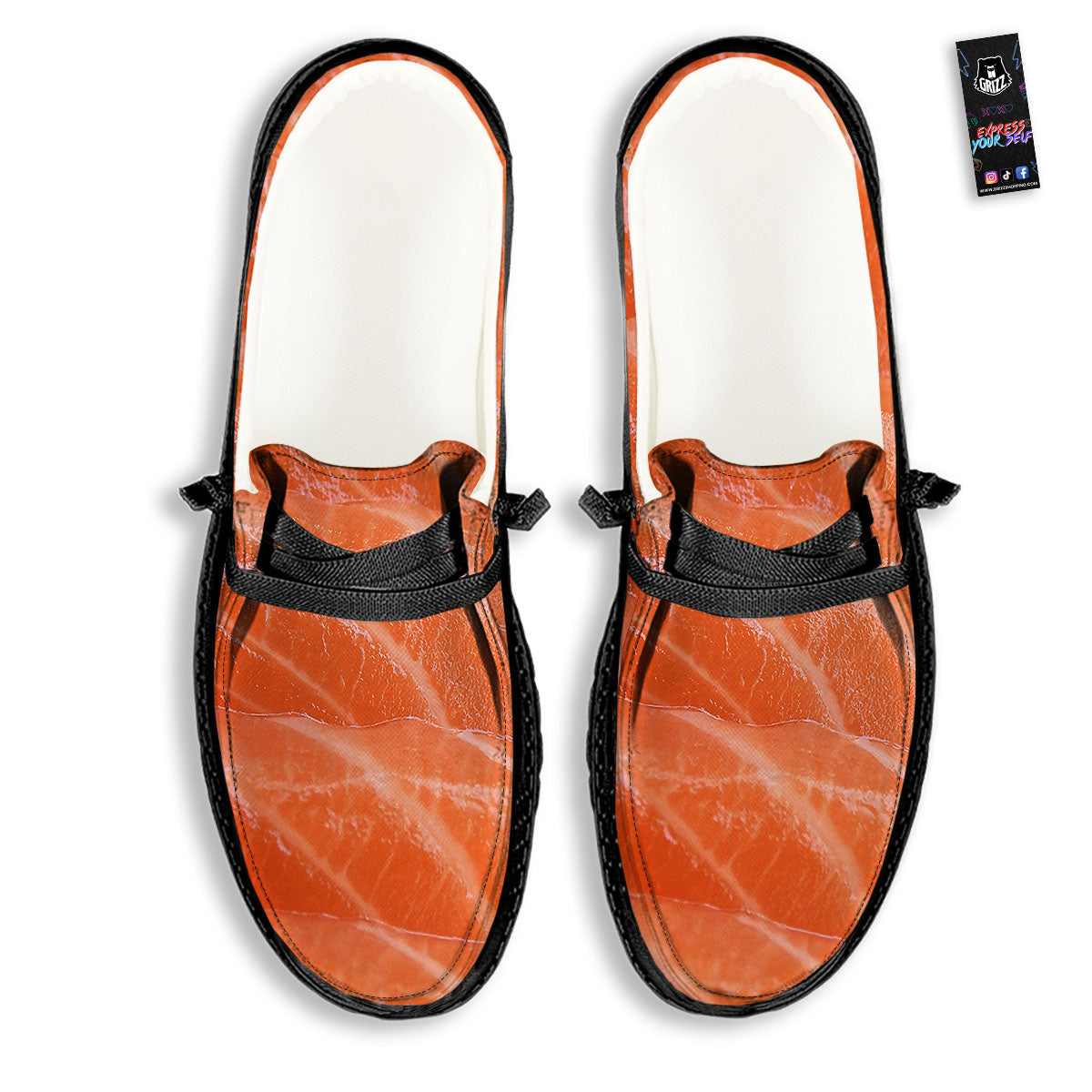 Salmon Print Black Loafers-grizzshop