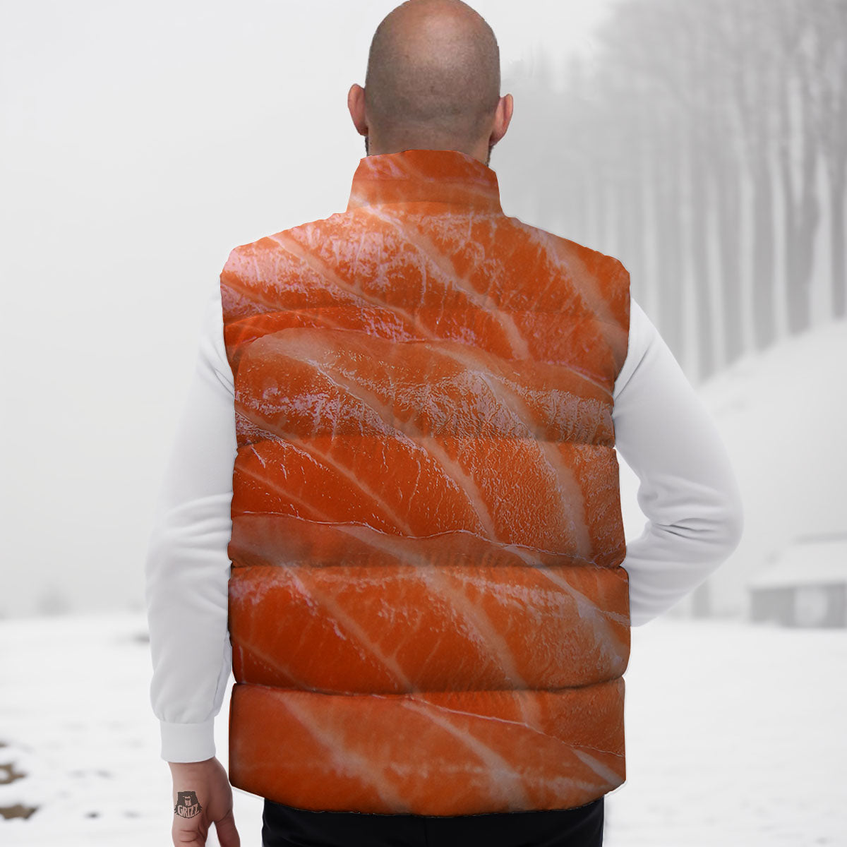Salmon Print Down Vest-grizzshop
