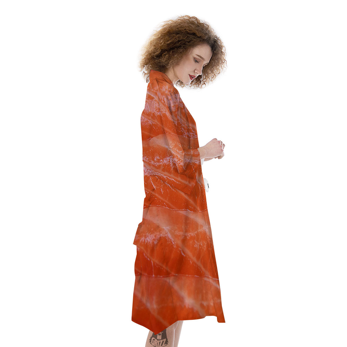 Salmon Print Kimono-grizzshop