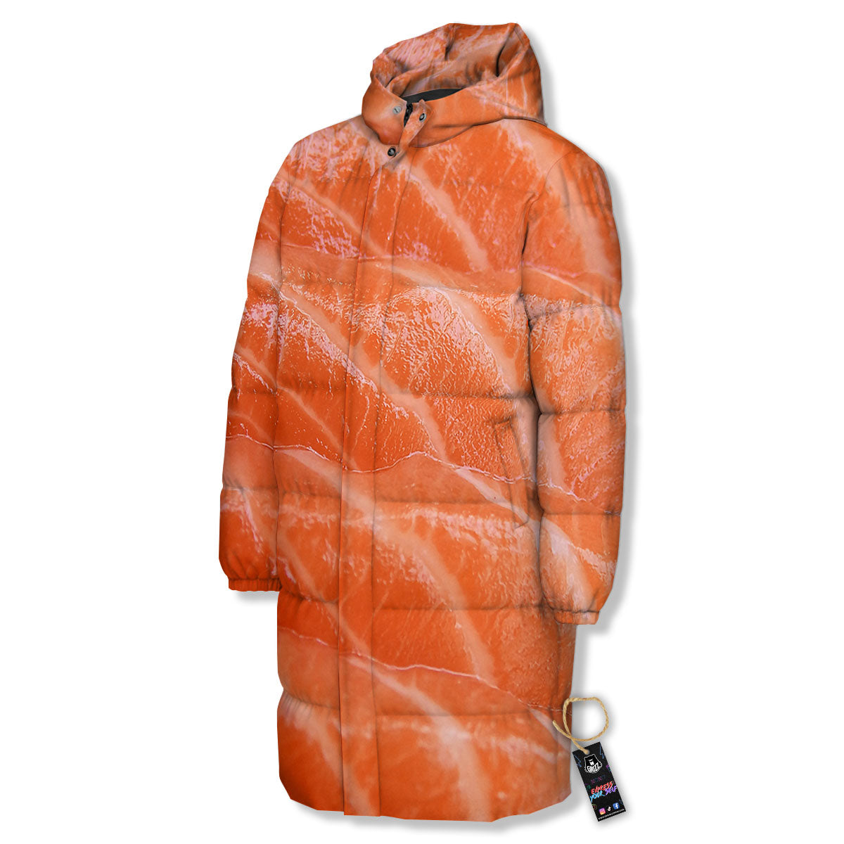 Salmon Print Long Down Jacket-grizzshop