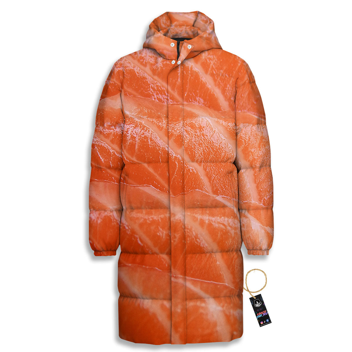Salmon Print Long Down Jacket-grizzshop