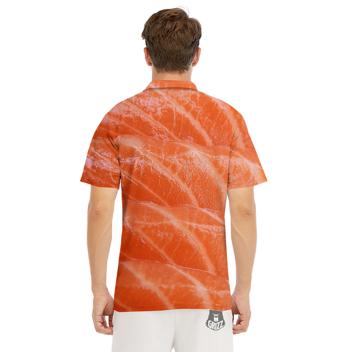 Salmon Print Men's Golf Shirts-grizzshop
