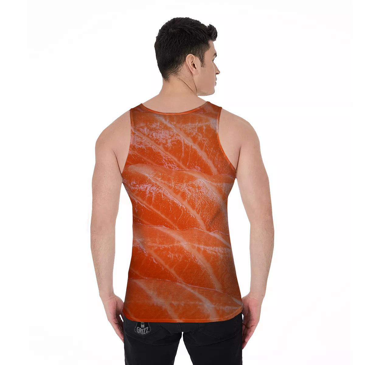 Salmon Print Men's Tank Top-grizzshop
