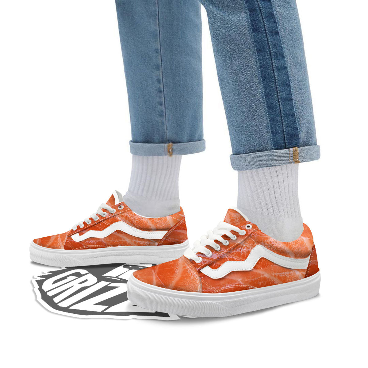 Salmon Print Skate Shoes-grizzshop