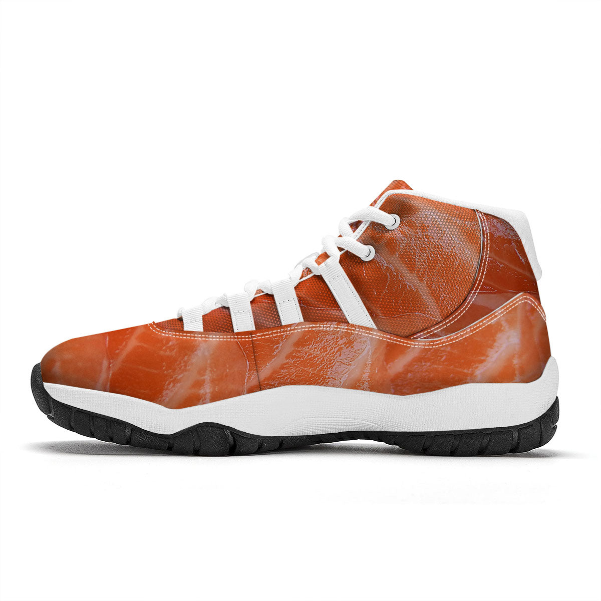 Salmon Print White Bball Shoes-grizzshop