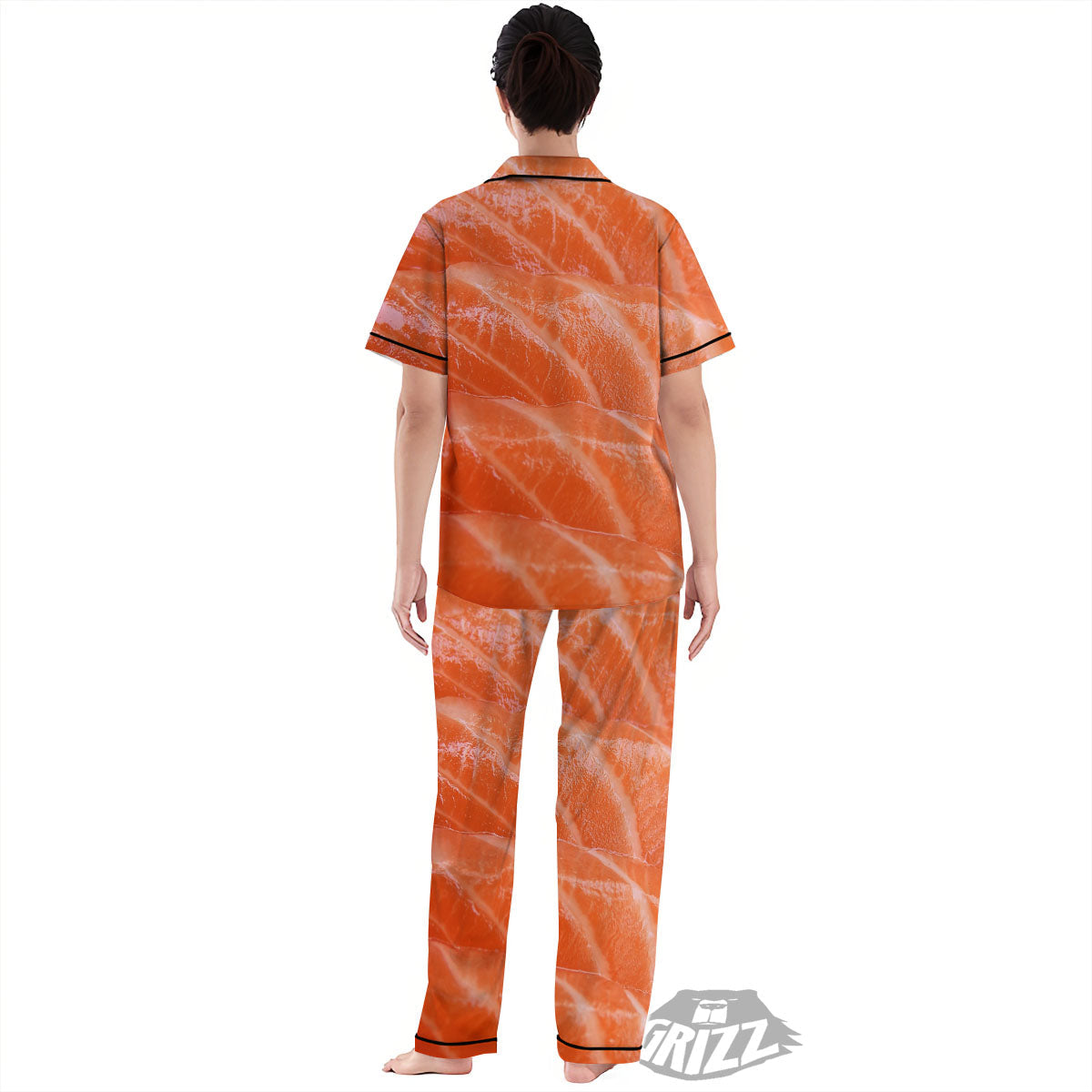 Salmon Print Women's Pajamas Set-grizzshop