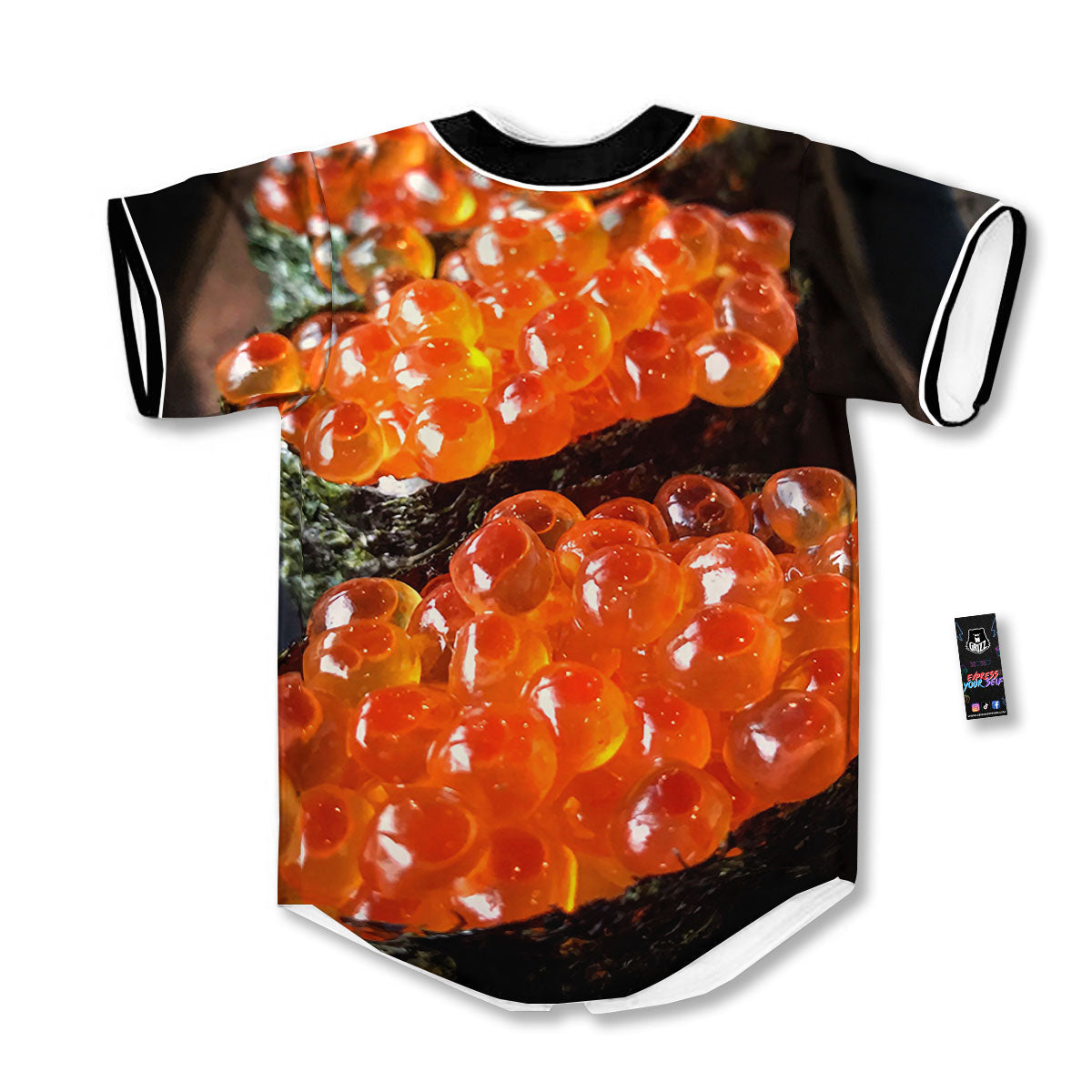 Salmon Roe Sushi Print Baseball Jersey-grizzshop