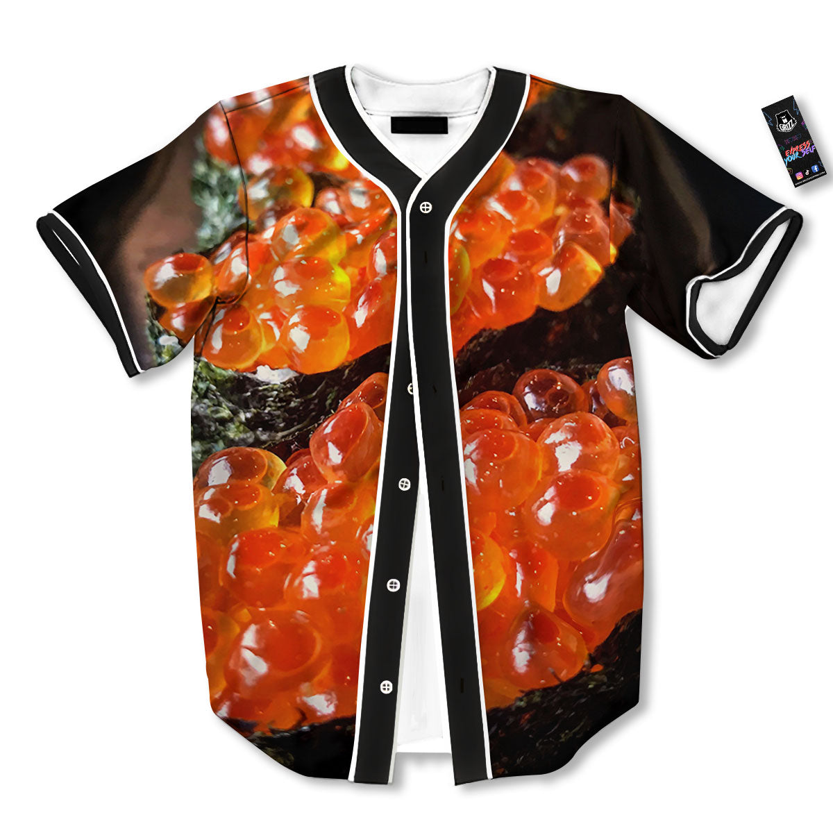 Salmon Roe Sushi Print Baseball Jersey-grizzshop