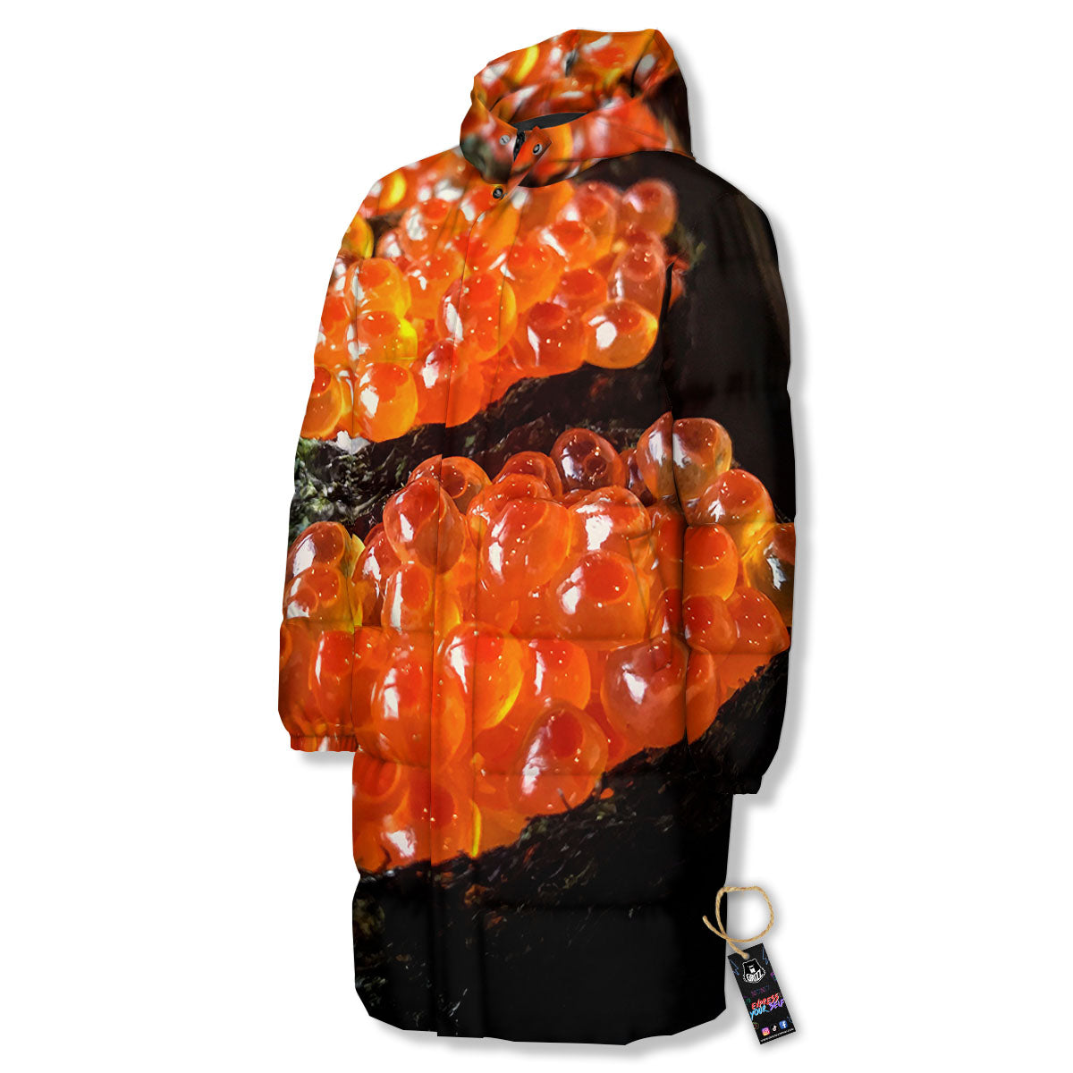 Salmon Roe Sushi Print Long Down Jacket-grizzshop