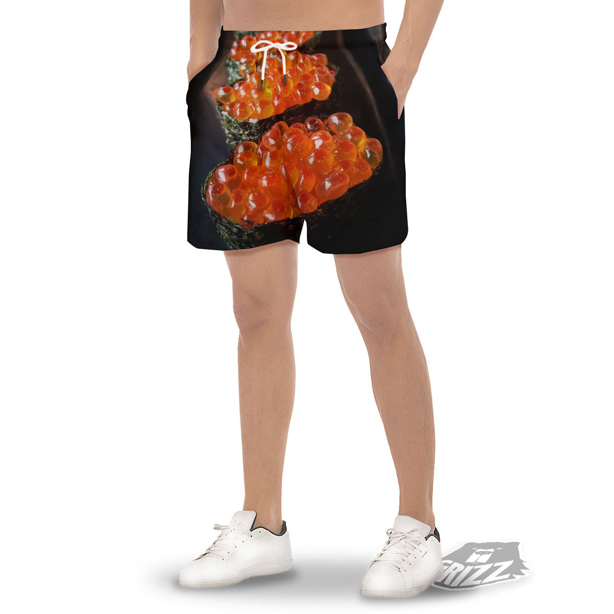 Salmon Roe Sushi Print Men's Gym Shorts-grizzshop