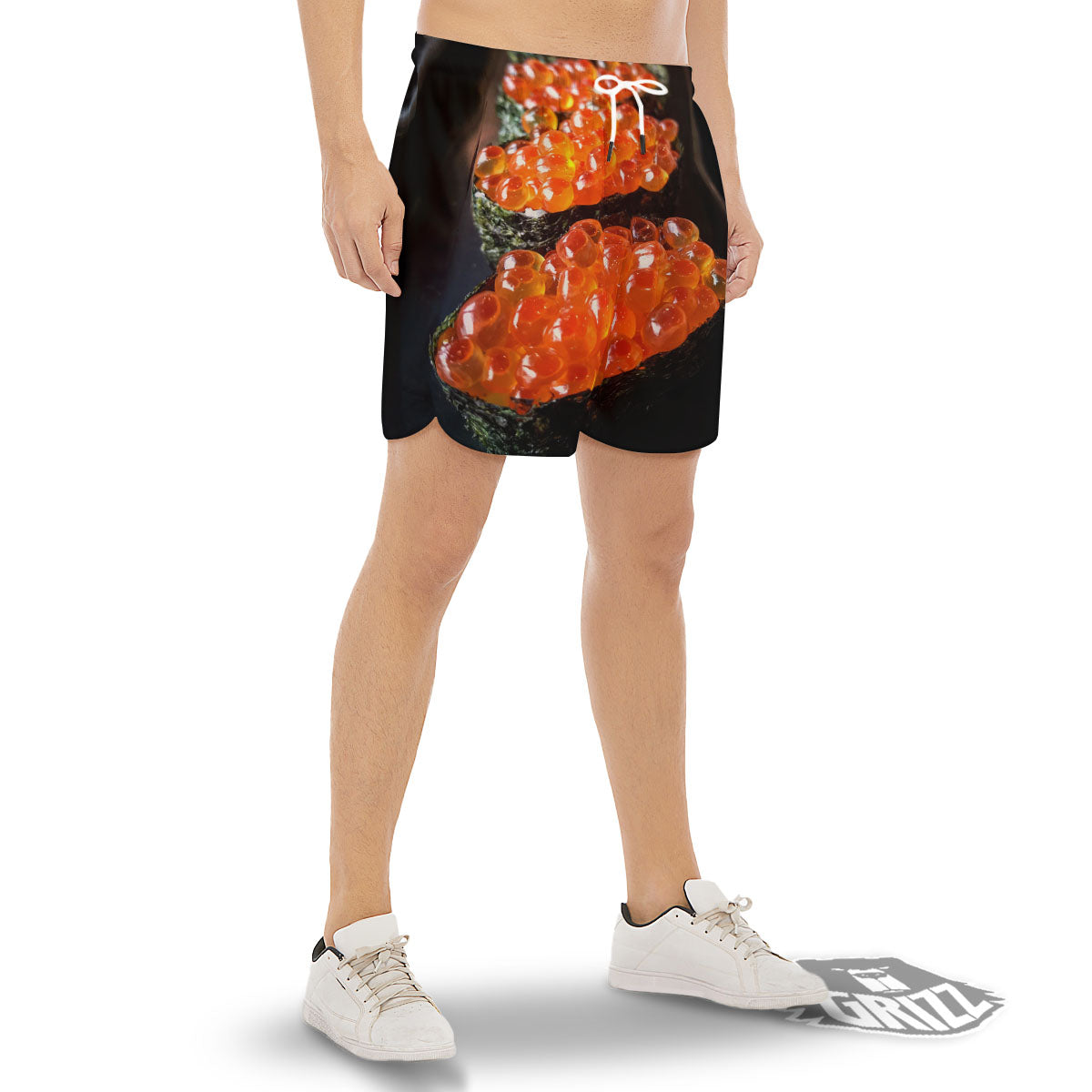 Salmon Roe Sushi Print Men's Gym Shorts-grizzshop