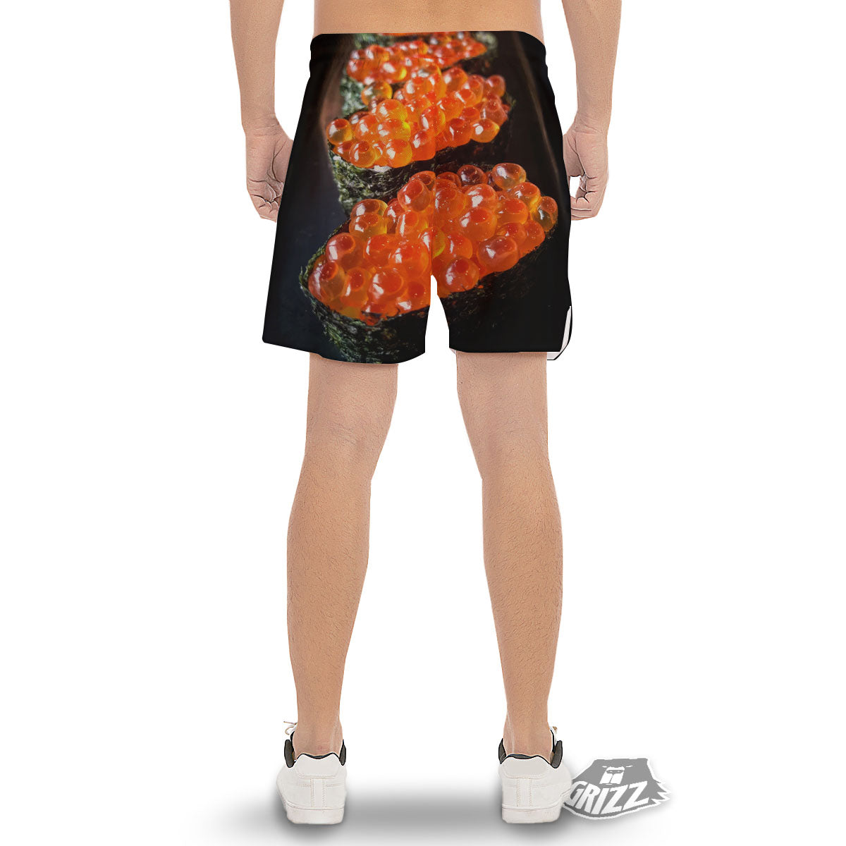 Salmon Roe Sushi Print Men's Gym Shorts-grizzshop