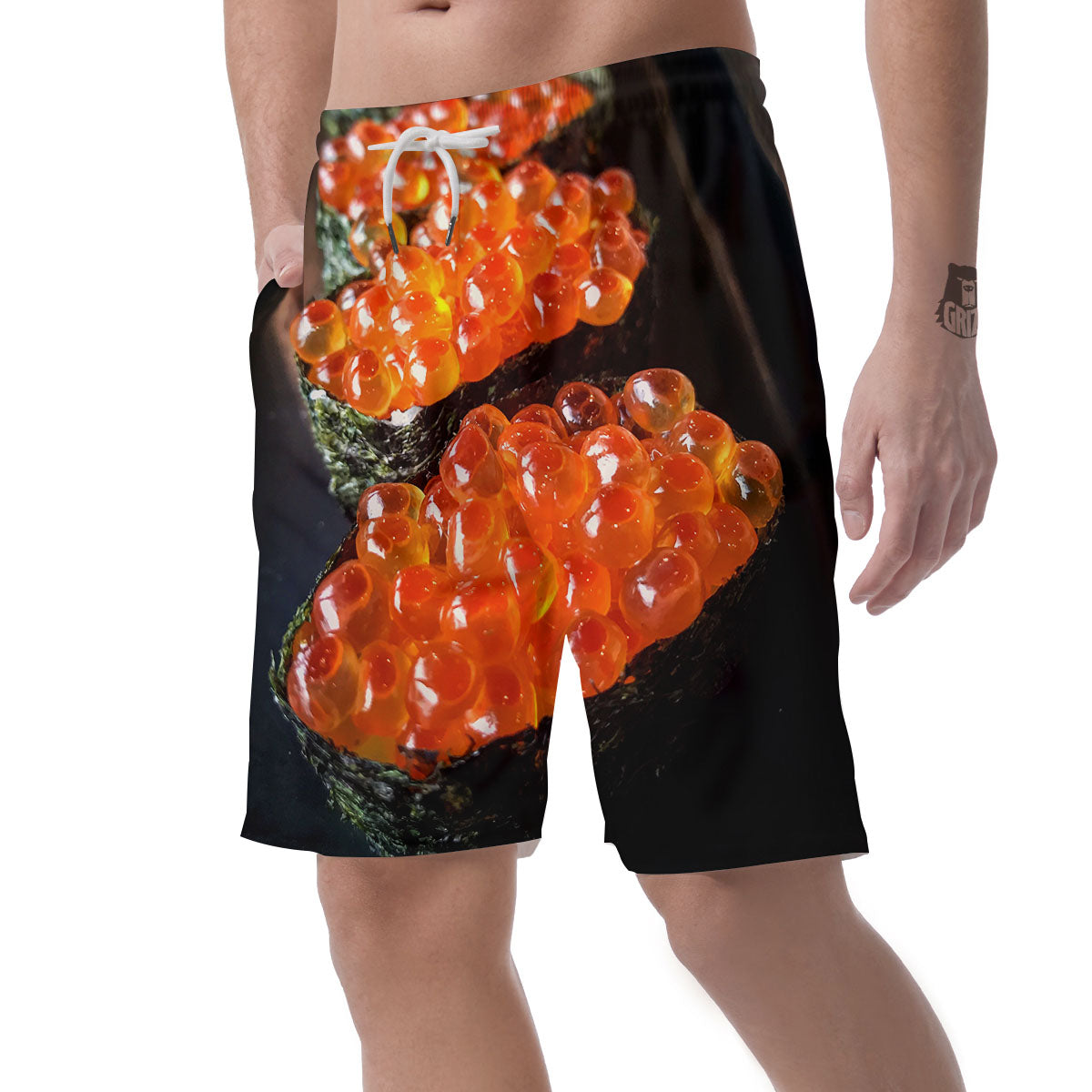 Salmon Roe Sushi Print Men's Shorts-grizzshop