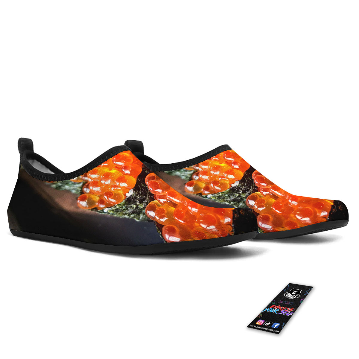 Salmon Roe Sushi Print Water Shoes-grizzshop