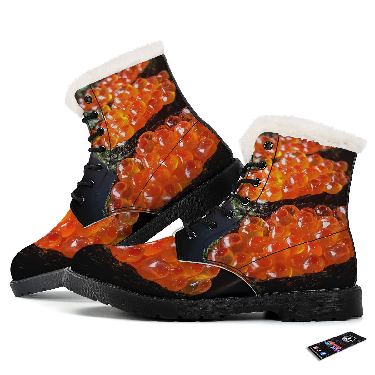 Salmon Roe Sushi Print Winter Boots-grizzshop
