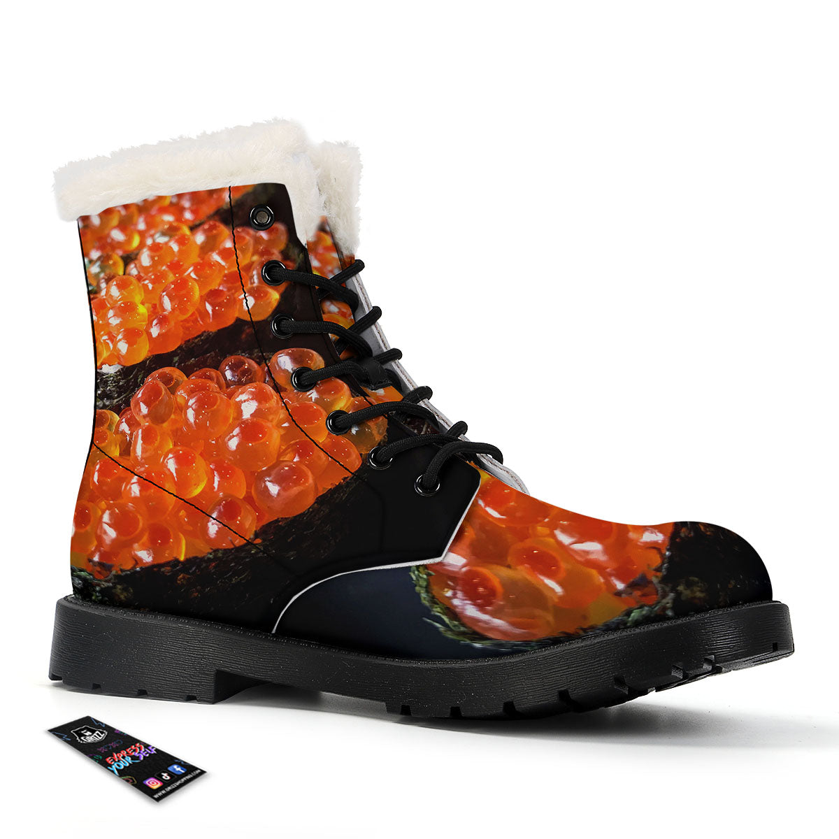 Salmon Roe Sushi Print Winter Boots-grizzshop