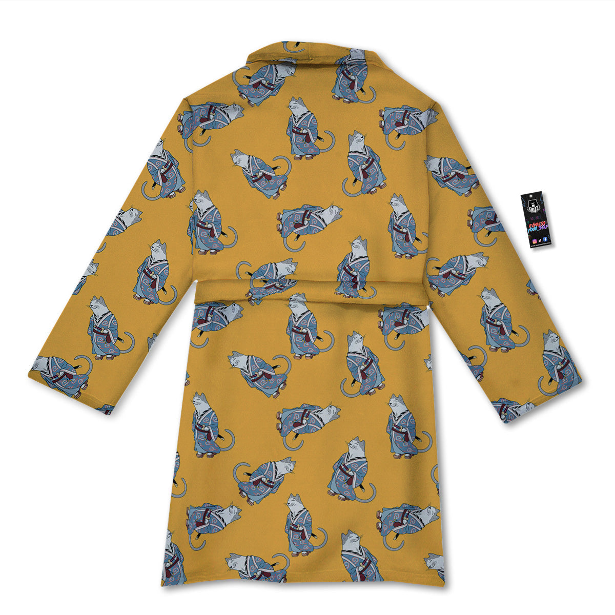 Samurai Cat Print Pattern Bathrobe-grizzshop