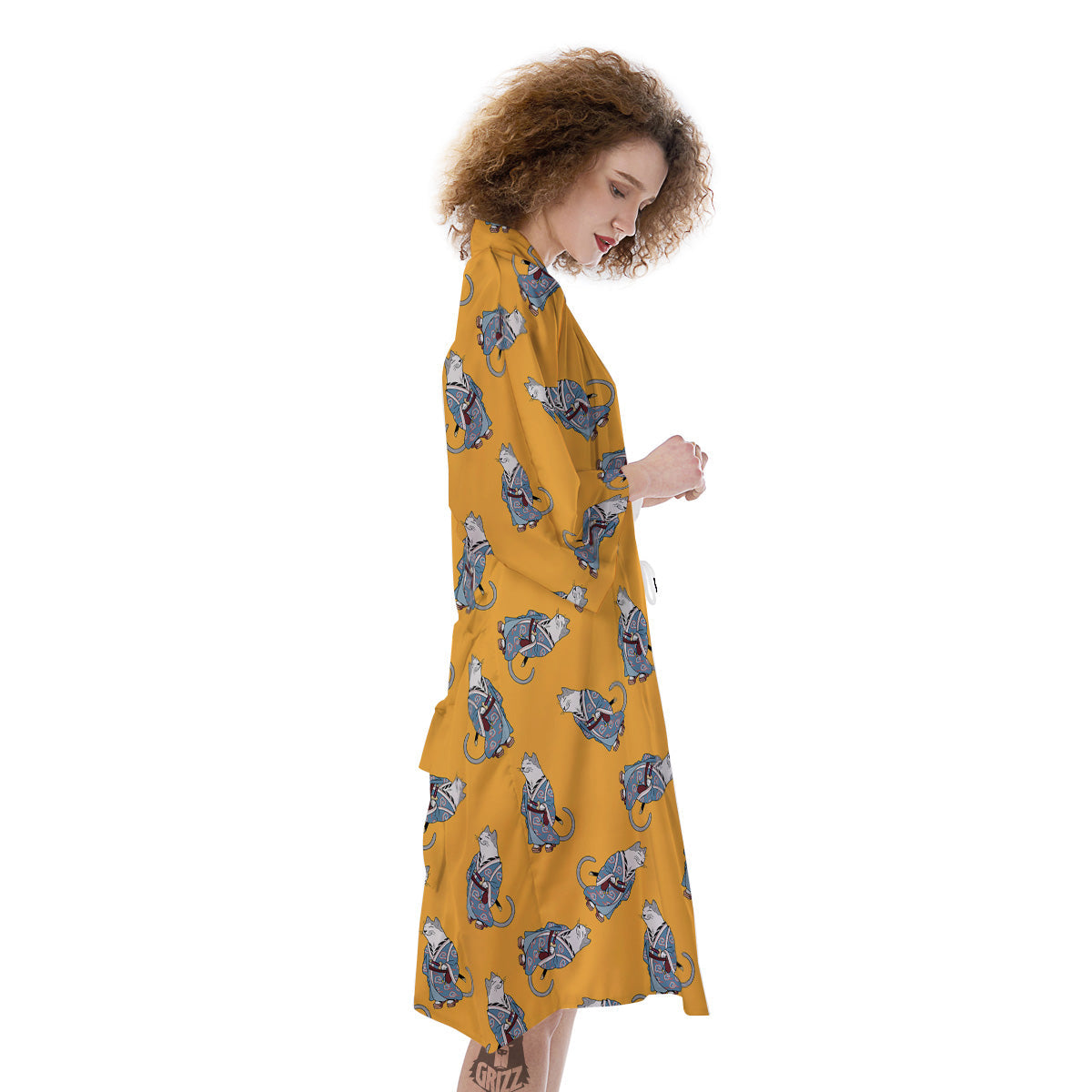 Samurai Cat Print Pattern Kimono-grizzshop