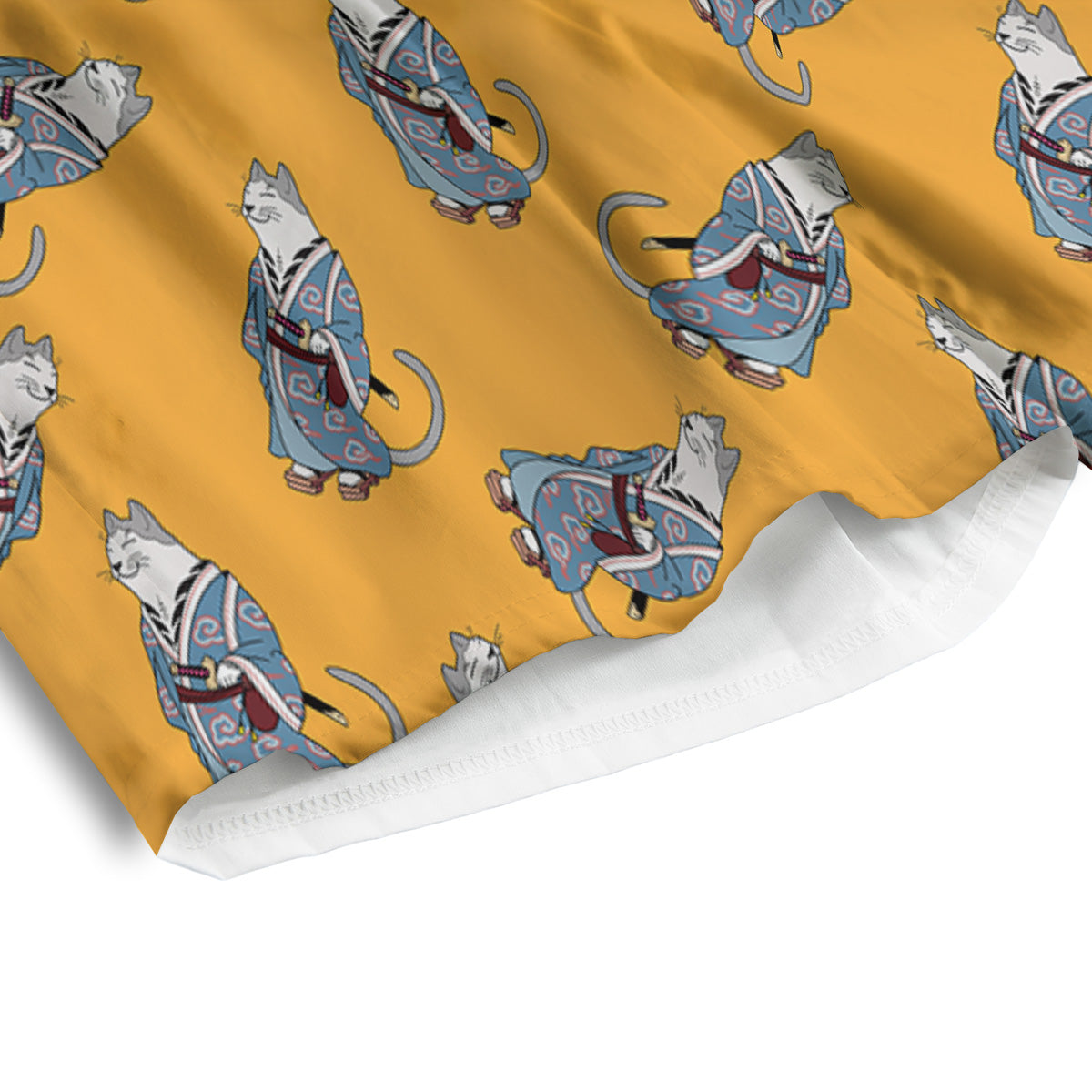 Samurai Cat Print Pattern Men's Athletic Shorts